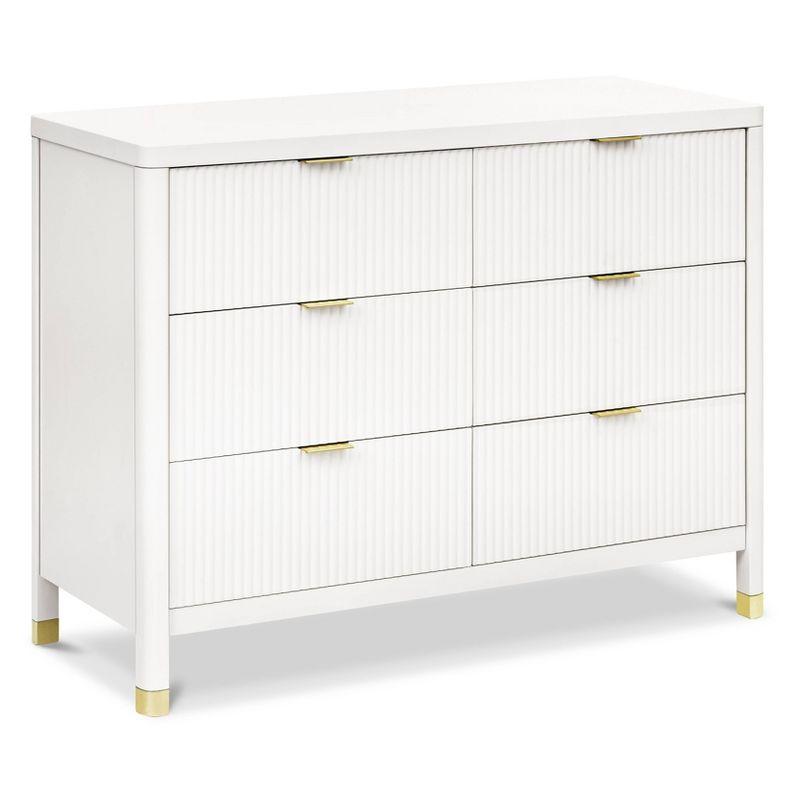 Warm White 6-Drawer Dresser with Gold Accents