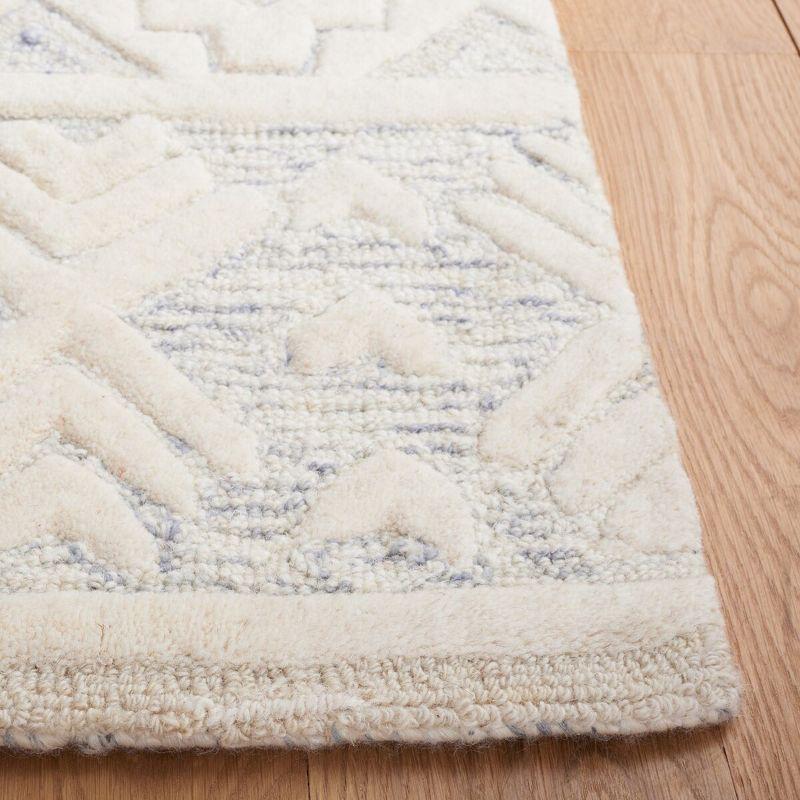 Ivory and Light Grey Hand-Tufted Wool Area Rug