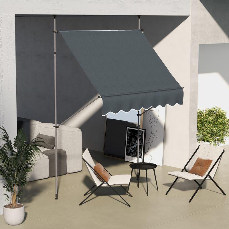 Outsunny D Polyester Cover Retractable Patio Awning