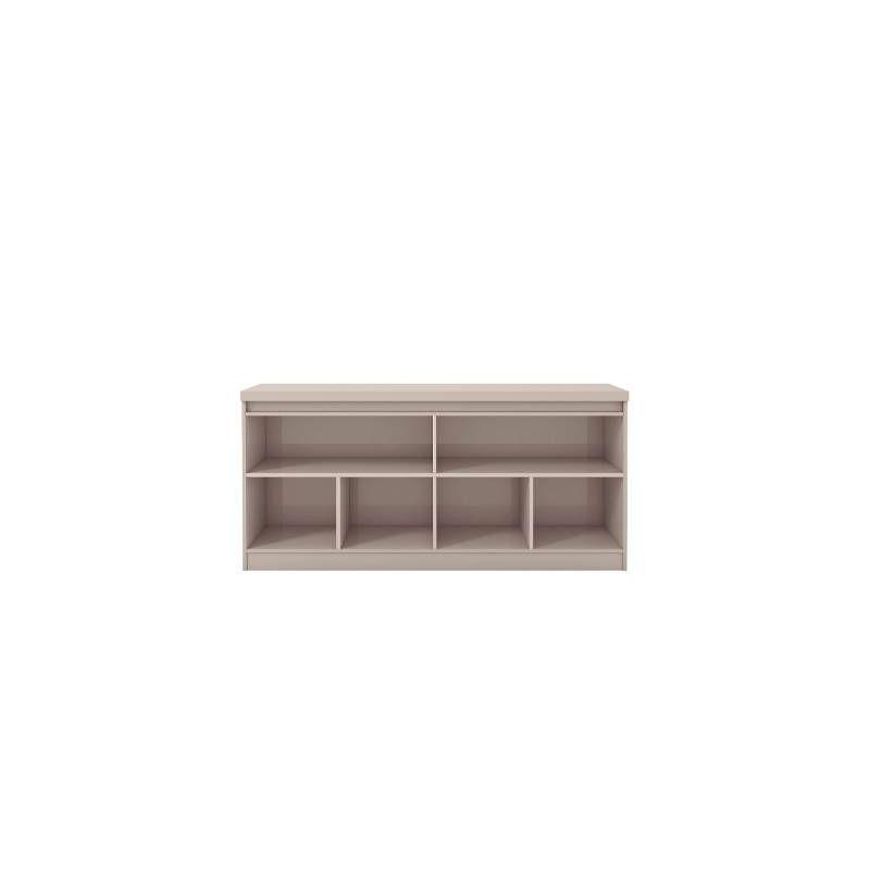 Viennese Off-White Mirrored 63" Buffet Cabinet with 6 Shelves