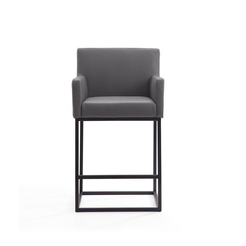 Ambassador Metal Counter Height Barstool Gray - Manhattan Comfort: Upholstered, Fixed Height, Footrest