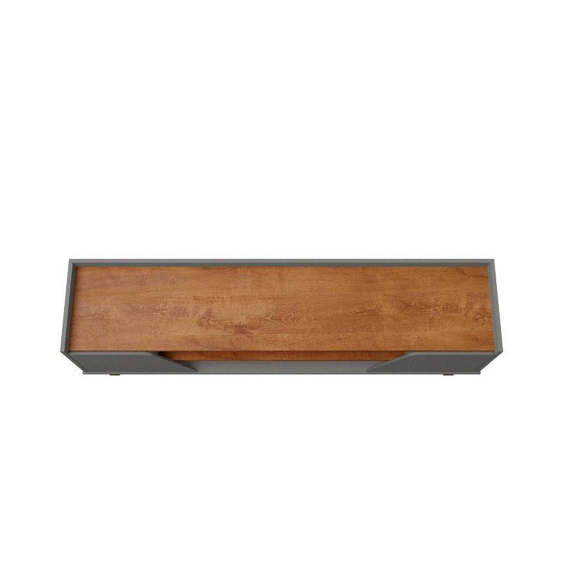 Marcus Mid-Century Modern 5 Shelf TV Stand: Solid Pine Legs, Cable Management - Manhattan Comfort