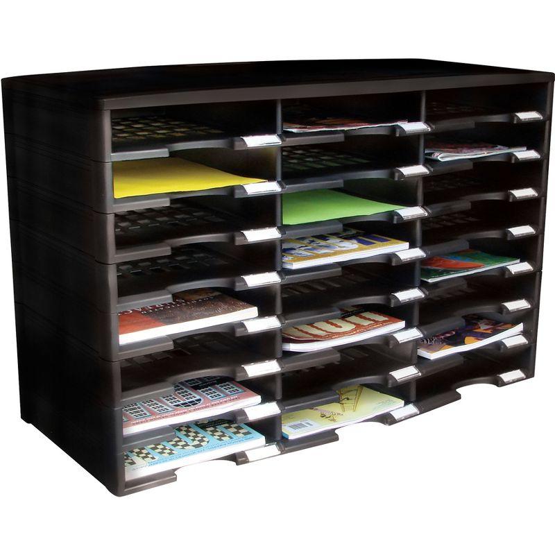 Black Heavy-Duty Plastic 24-Compartment Literature Organizer