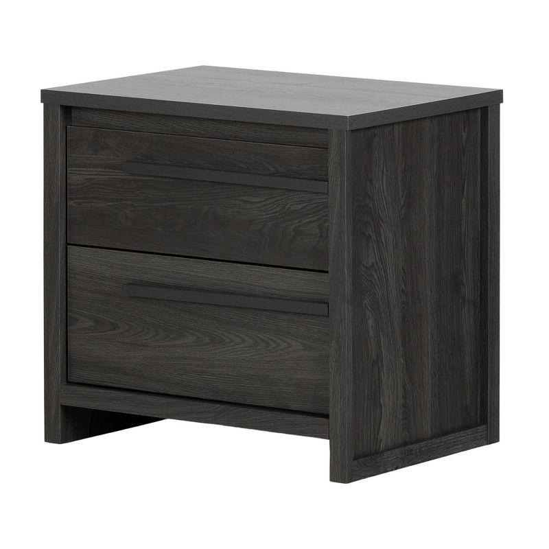 Urban Modern Gray Oak 2-Drawer Nightstand with Matte Black Handles