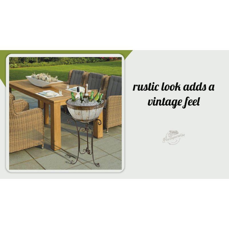 Vintiquewise Galvanized Metal Standing Beverage Cooler Tub with Liner