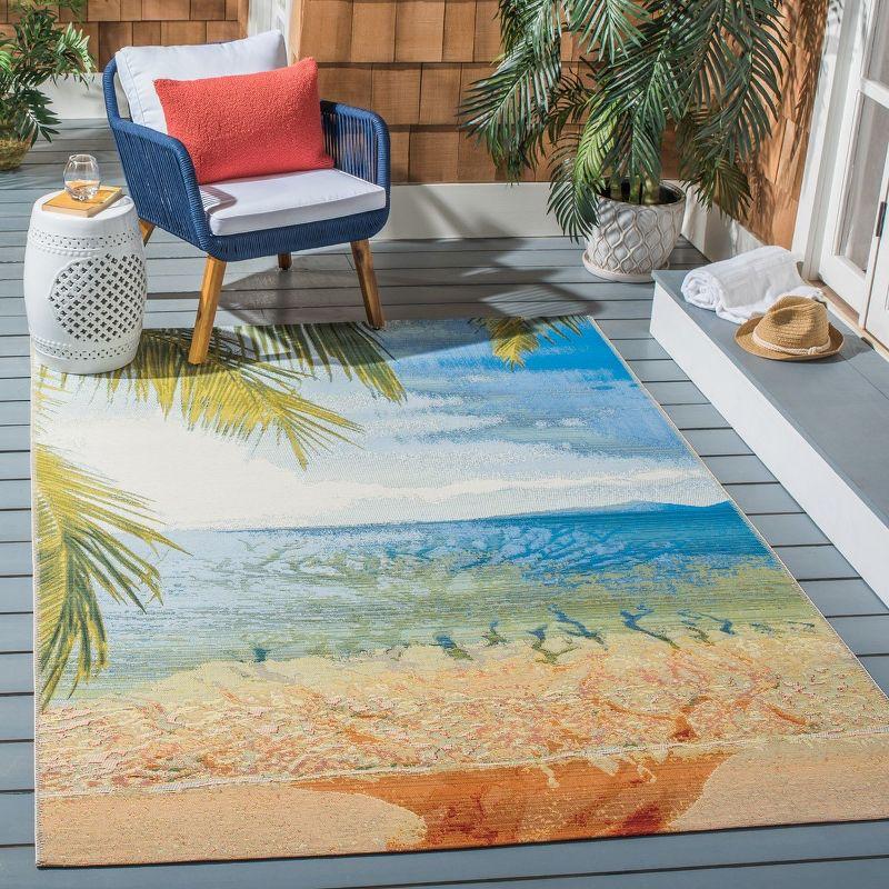 Barbados BAR515 Power Loomed Indoor/Outdoor Area Rug - Gold/Blue - 8'x10'5" - Safavieh.