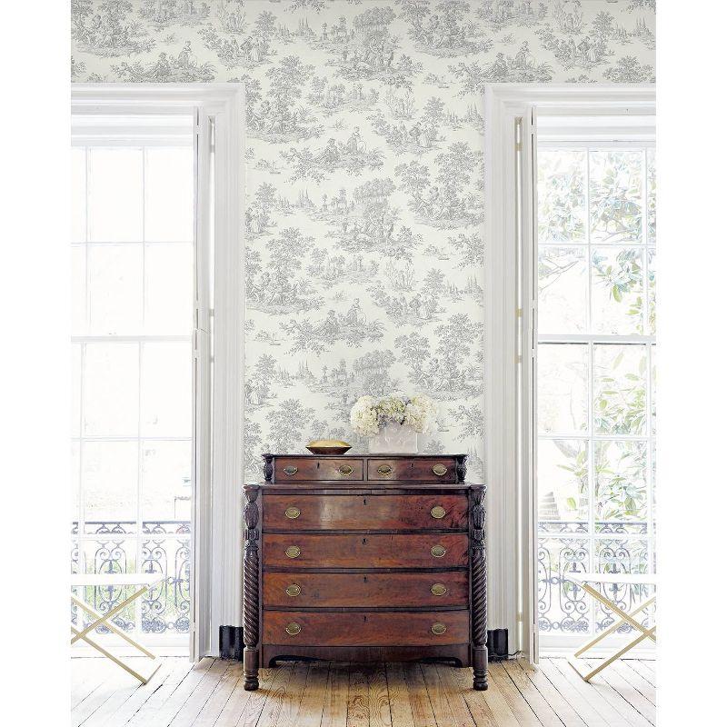 NextWall Argos Gray Chateau Toile Peel and Stick Wallpaper