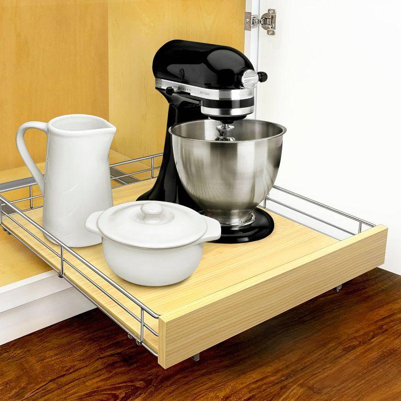 LYNK PROFESSIONAL® Select Pull Out Cabinet Organizer for Kitchen Cabinets, Wood and Chrome