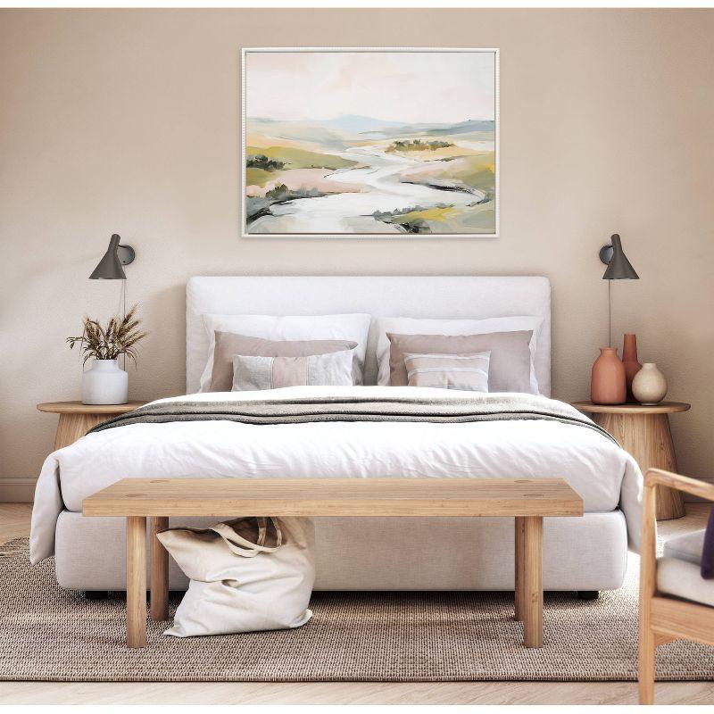 Tranquil Landscape Abstract Canvas with Beaded White Frame