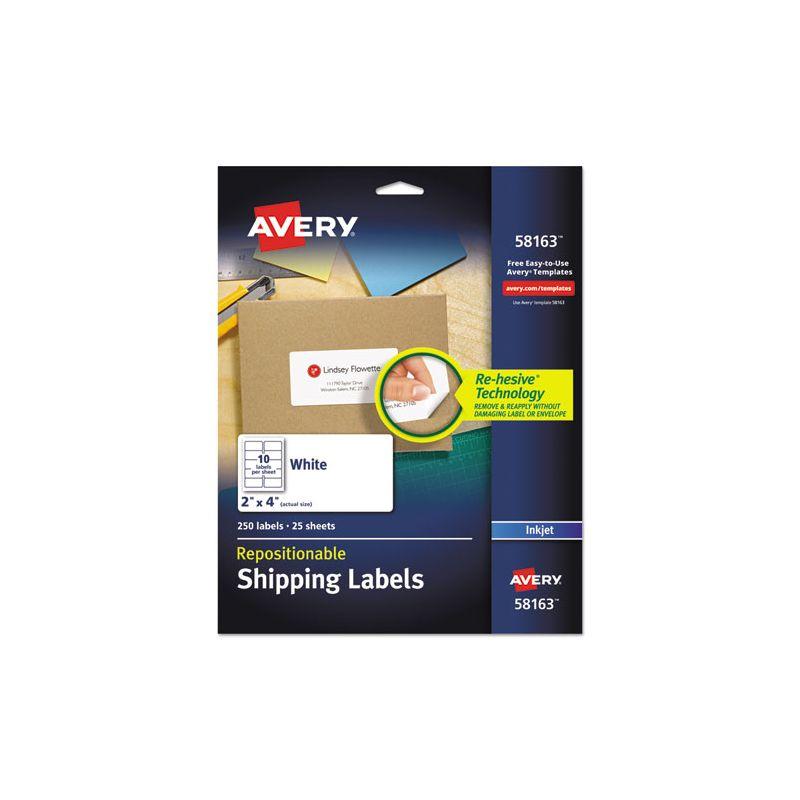 Avery Repositionable Shipping Labels, Sure Feed Technology, Repositionable Adhesive, 2" x 4", 250 Labels (58163)