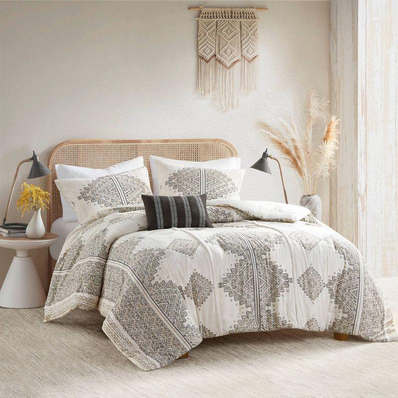 Ivory King Microfiber Nordic Bedspread Set with Shearling