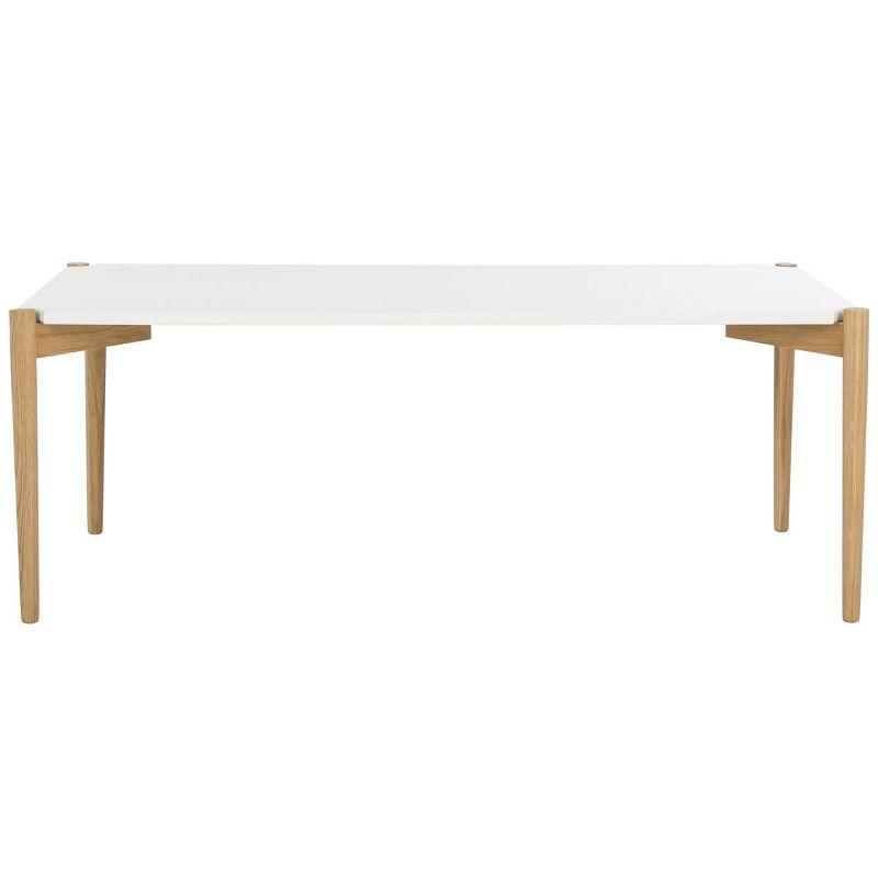 White and Natural Wood Rectangular Coffee Table