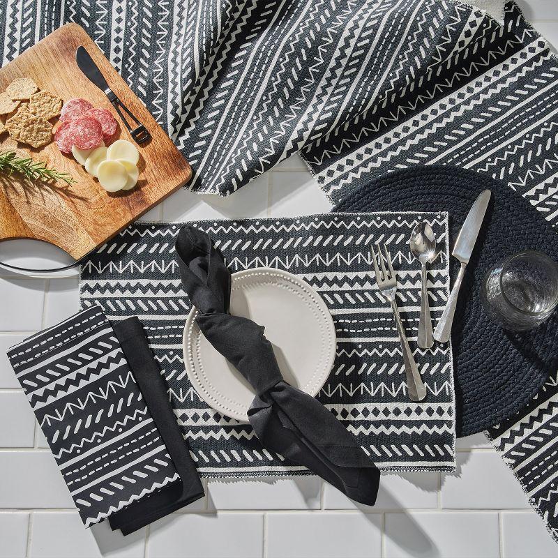 Amaya Black and White Cotton Patterned Placemats Set of 4