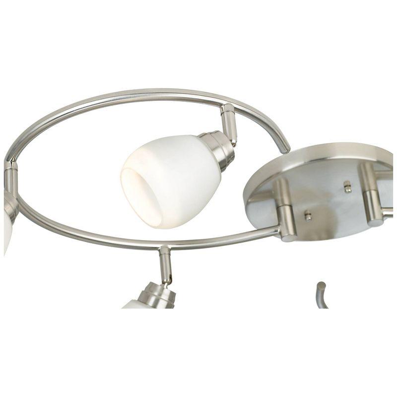 Pro Track Mini S-Wave 6-Head LED Ceiling Track Light Fixture Kit Spot Light GU10 Brushed Nickel Finish White Glass Mid Century Modern Kitchen 38" Wide