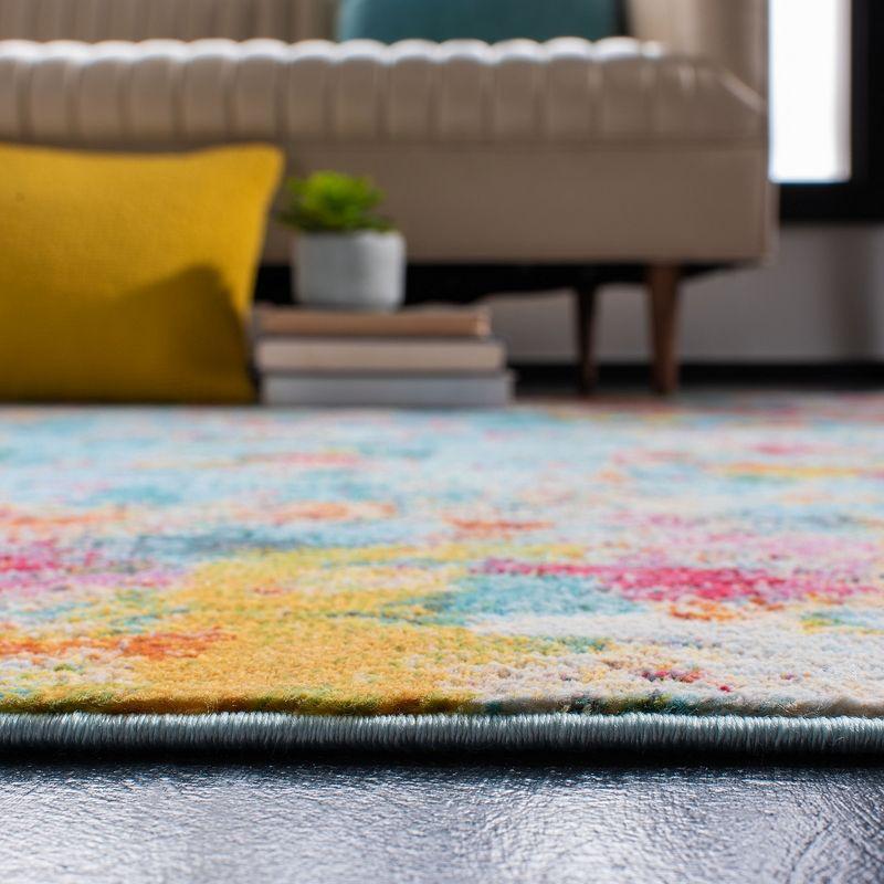 Aqua Fuchsia Hand-Knotted 4' x 6' Luxor Viscose Area Rug