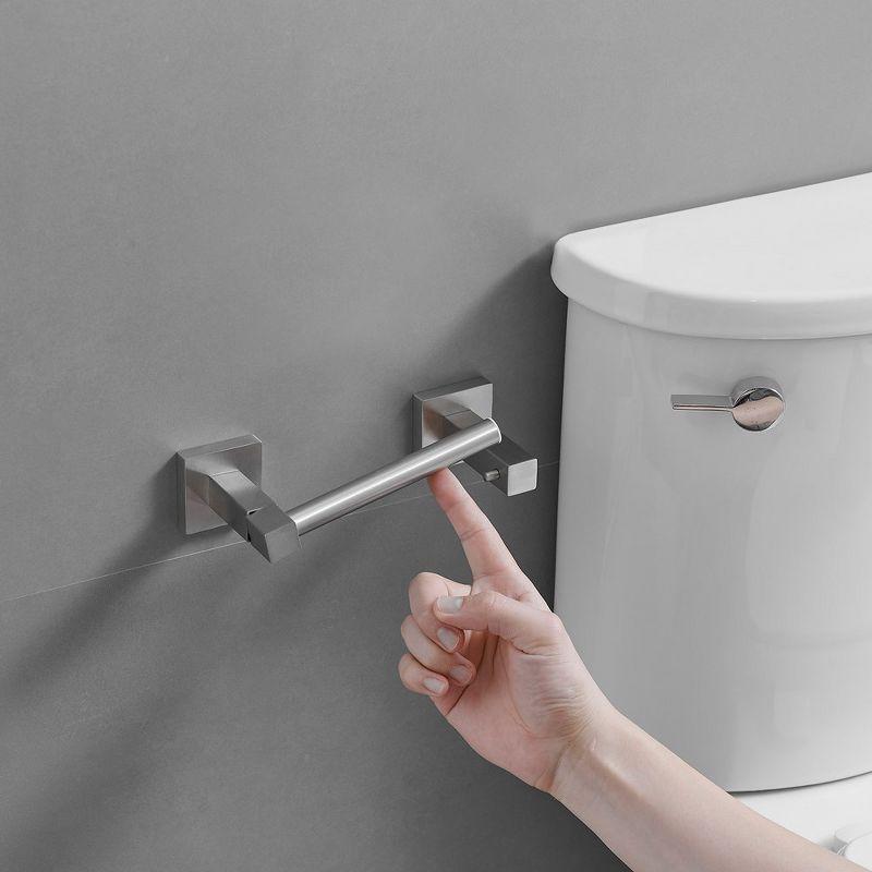 BWE Wall Mounted Toilet Paper Holder Double Post Pivoting Square Tissue Holders Roll Hangers Stand