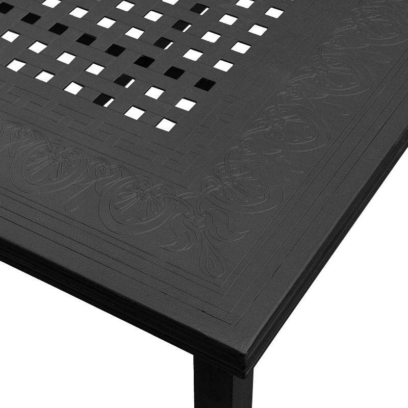 Oakland Living 95" Rectangular Modern Outdoor Mesh Lattice Aluminum Patio Dining Set with 8 Arm Chairs Black