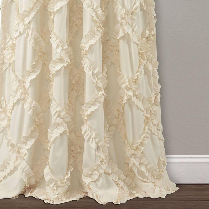 Ivory Elegance Ruffle Diamond 84" Polyester Window Curtain Set