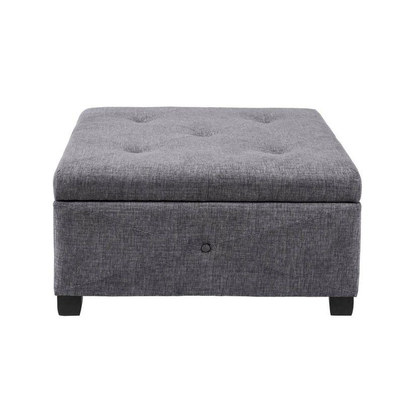 Della Button Tufted Square Storage Ottoman