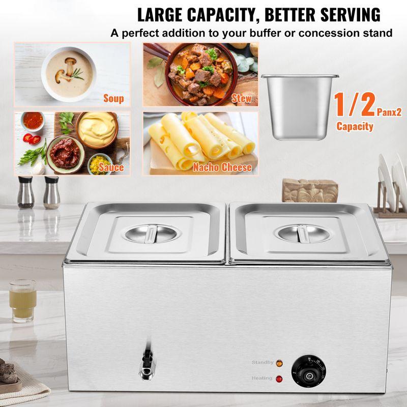 Latitude Run® Commercial Electric Food Warmer 2-Pan Countertop Buffet 18QT Bain Marie