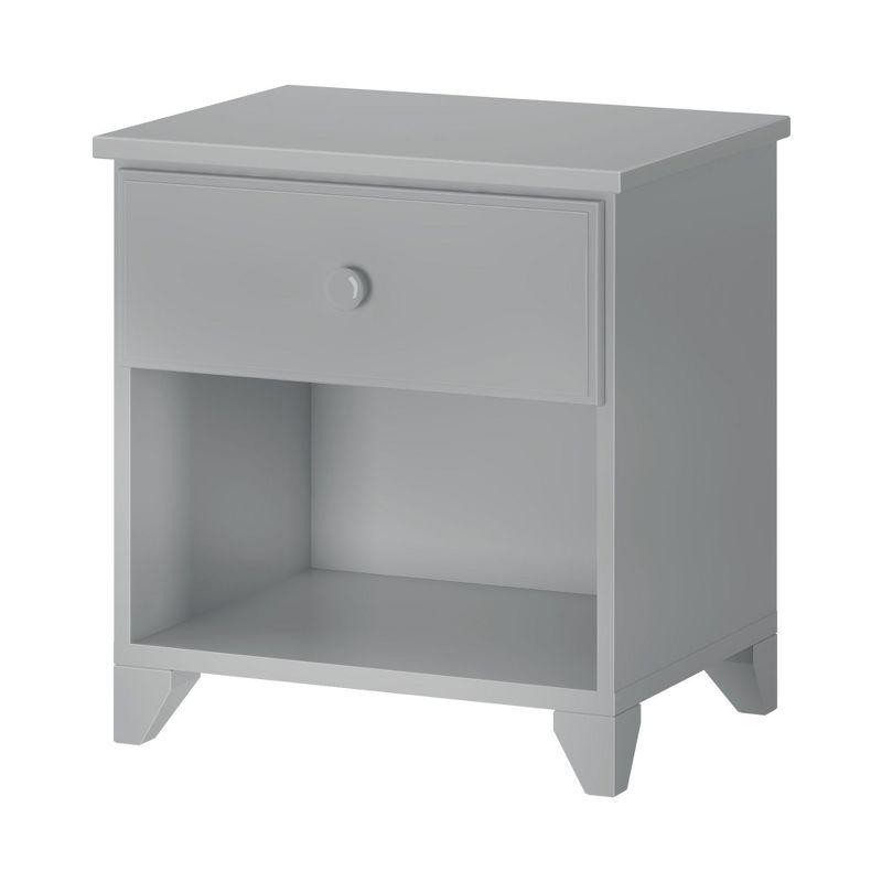 Gray Solid Wood Kids Nightstand with 1 Drawer