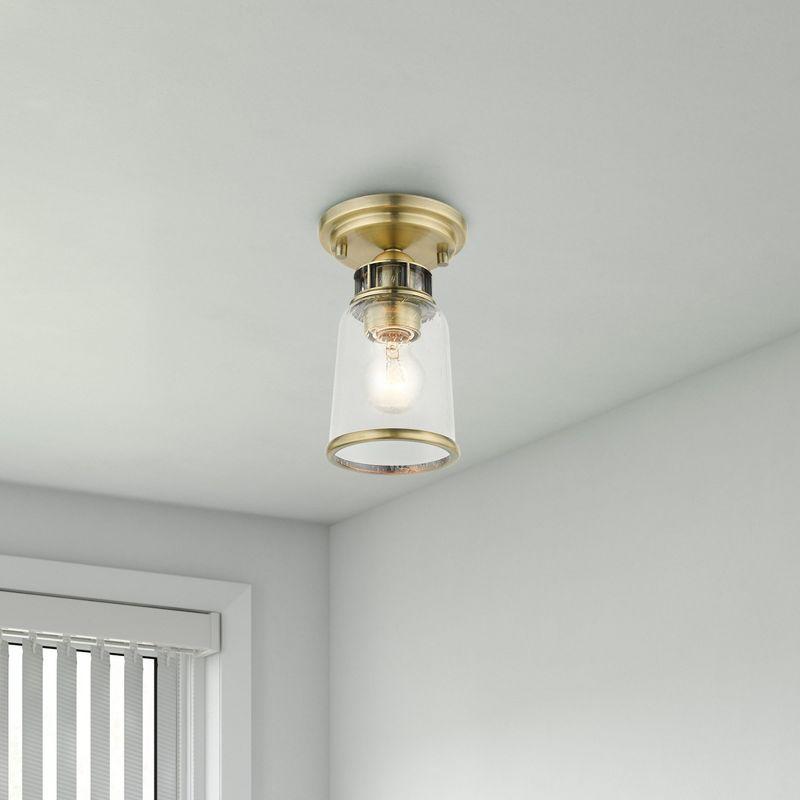 Livex Lighting Lawrenceville 1 - Light Flush Mount in  Antique Brass