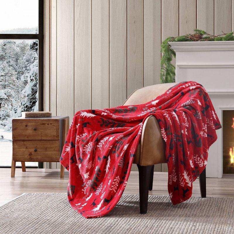 50"x60" Dear Woods Reversible Throw Blanket Red - Eddie Bauer