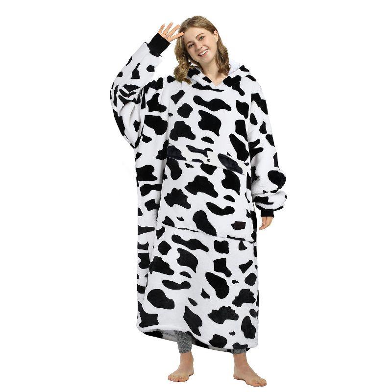 Catalonia Full Body Blanket Hoodie Sweatshirt, Extra Long Oversized Comfortable Sherpa Lounging Pullover
