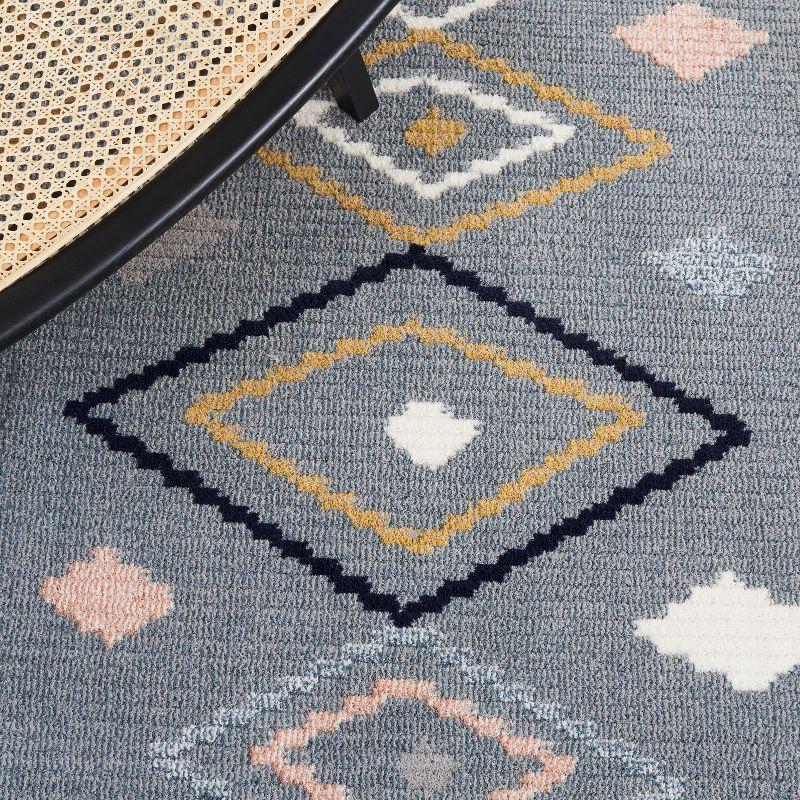 Marrakesh Grey and Multicolor Geometric 4' x 6' Wool Area Rug