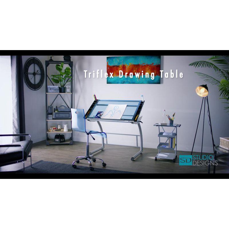 TriFlex Dual-Tilt Glass Crafting Desk in Silver/Blue