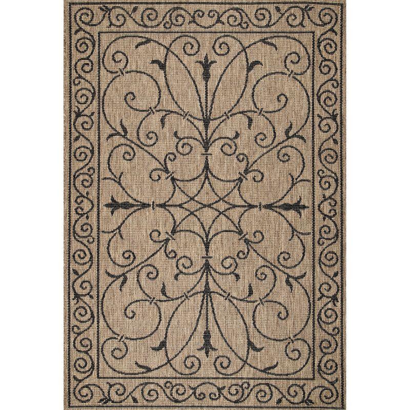 Charming Brown Vine-Inspired 9' x 12' Easy-Care Synthetic Area Rug