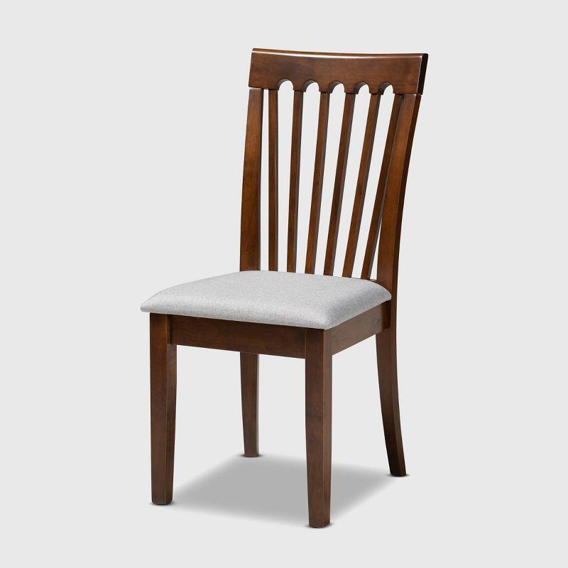 Set of 4 Minette Fabric Upholstered Walnut Dining Chairs - Baxton Studio: Rubberwood, Polyester