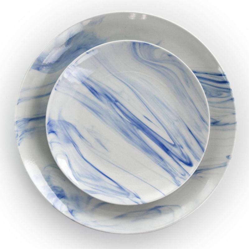 16-Piece Blue and White Marble Ceramic Dinnerware Set