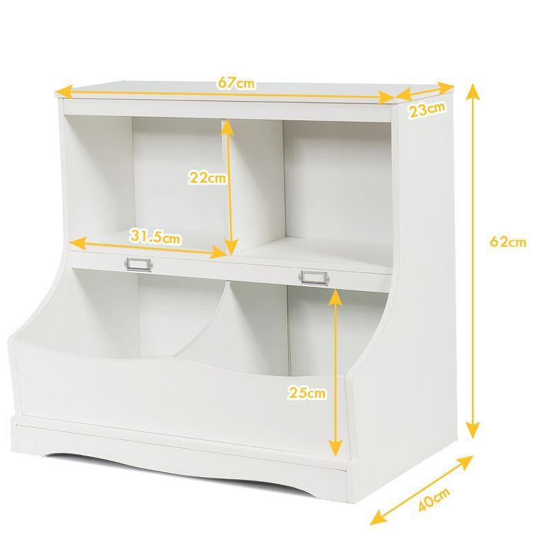 Costway Children's Multi-Functional Bookcase Toy Storage Bin Kids Floor Cabinet White