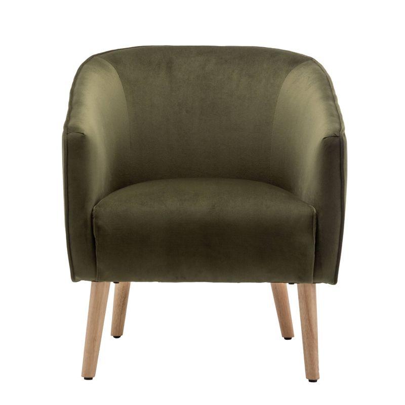 WOVENBYRD Modern Barrel Accent Chair Sage Green Velvet: Upholstered Luxury Glam Furniture, Plywood Frame