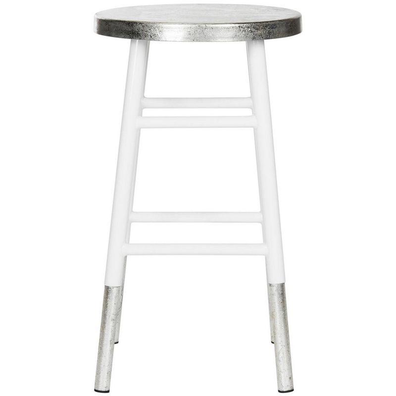 Kenzie Silver Dipped Counter Stool - FOX3211 - White/Silver - Safavieh Couture