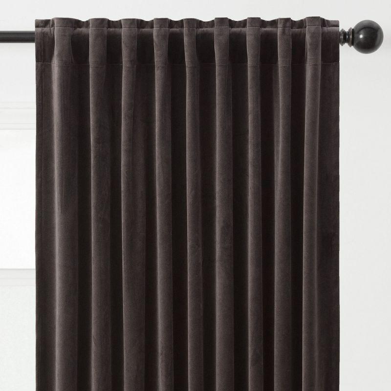 Chanasya 2pk Solid Velvet Room Darkening Blackout Privacy Window Curtain Panels - Set of 2 - 52 x 96 Inches Long - Charcoal