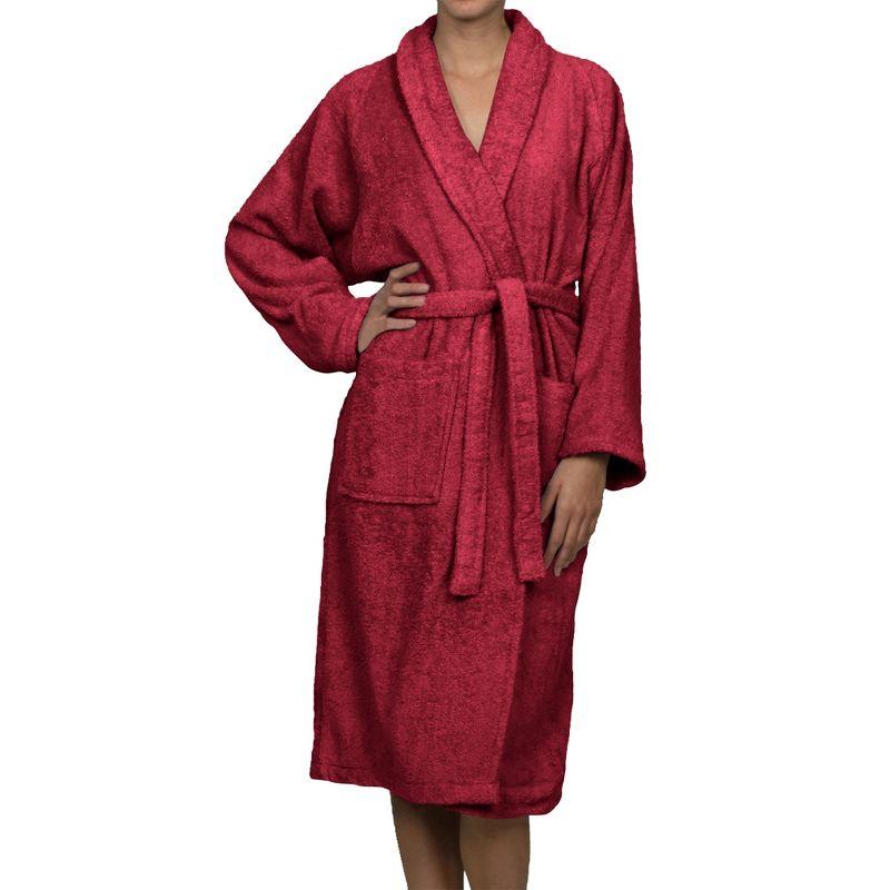 Medium Cranberry Cotton Terry Unisex Bathrobe