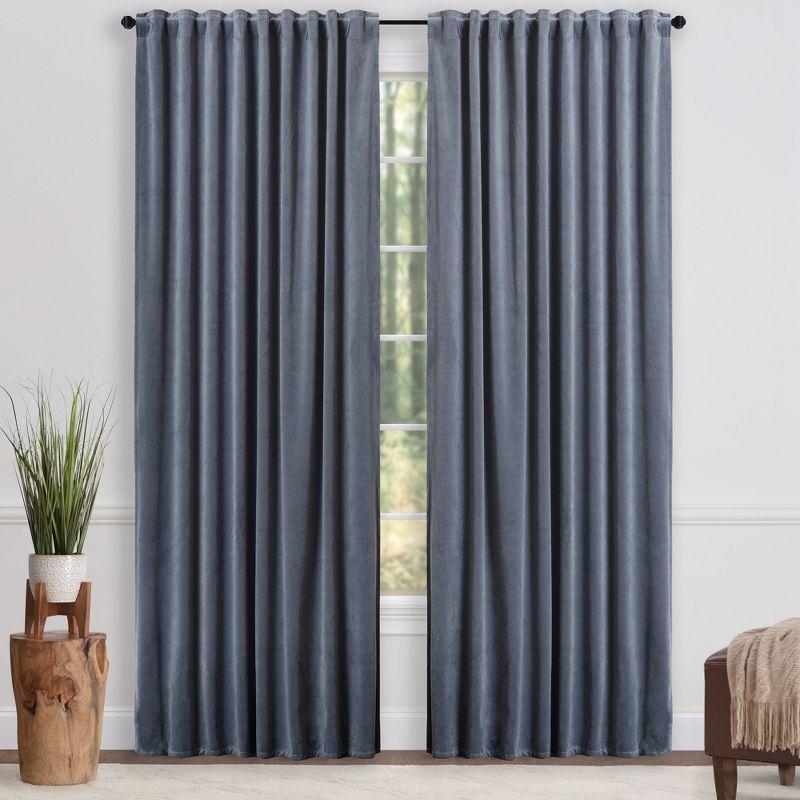 Chanasya 2pk Solid Velvet Room Darkening Blackout Privacy Window Curtain Panels - Set of 2