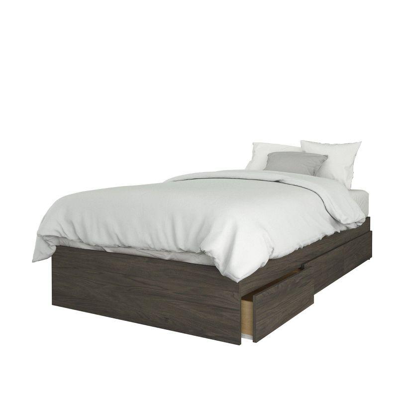 Bark Gray Twin Storage Platform Bed with 3 Drawers