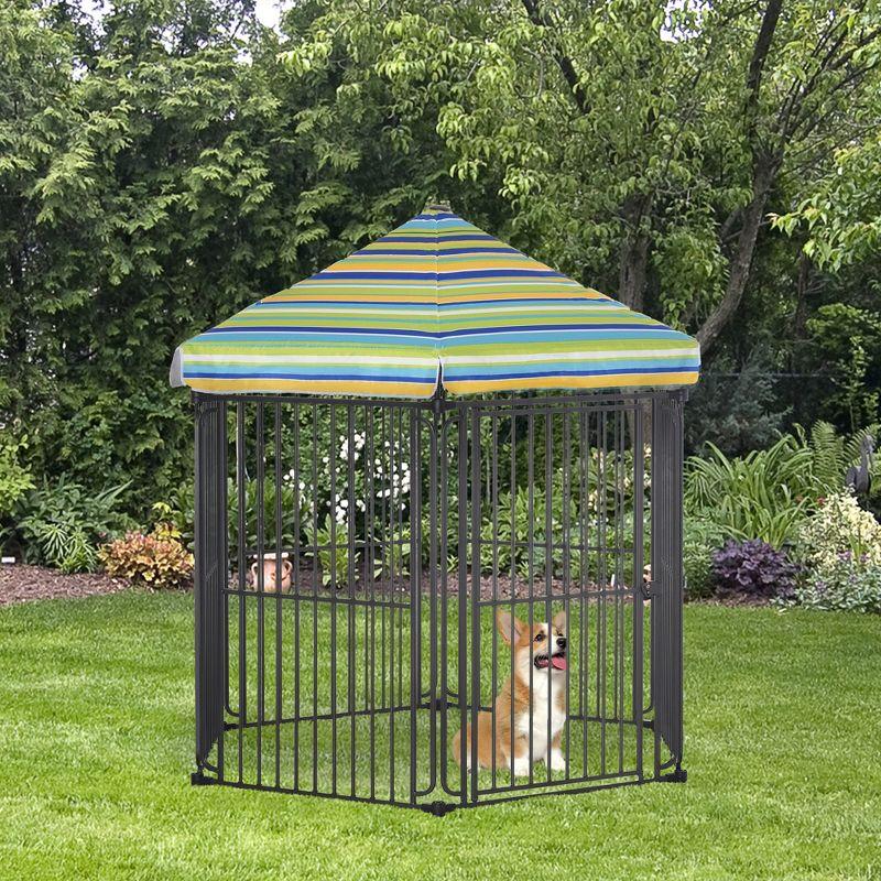 PawHut Heavy-Duty Outdoor Pet Cage Kennel with Weather-Resistant Polyester Roof, Locking Door, & Metal Frame