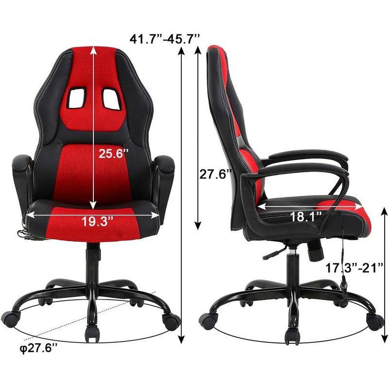 FDW Racing Gaming Chair Home Office Chair Ergonomic Desk Chair Massage PU Leather Computer Chair with Lumbar Support Headrest Armrest ,Red