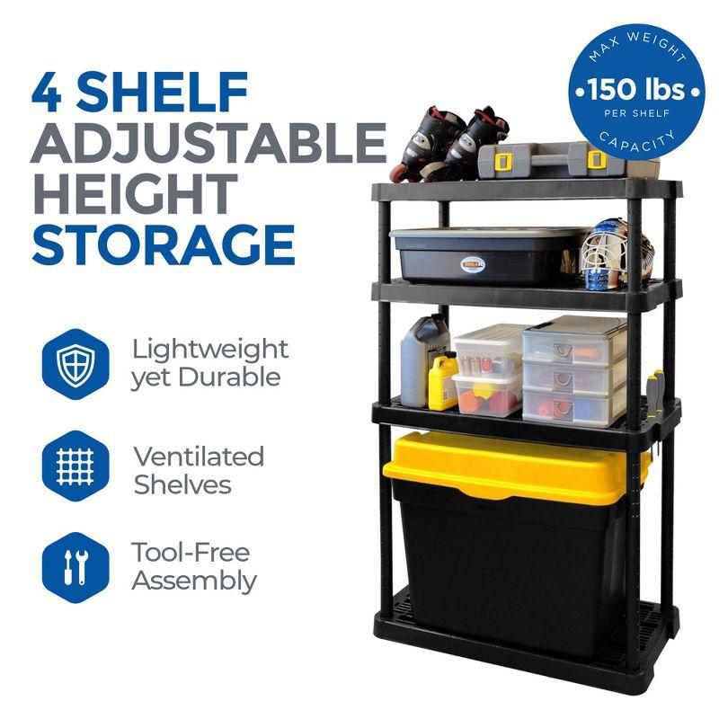 Gracious Living 4 Shelf Adjustable Ventilated Medium Duty Shelving Unit 14 x 32 x 54.5" Organizer for Home, Garage, Basement & Laundry