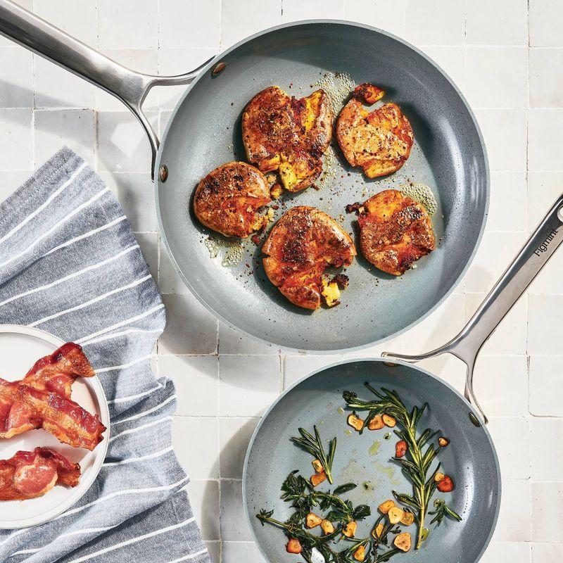 2pk (8" & 10") Nonstick Ceramic Coated Aluminum Frypan Set Cream - Figmint™