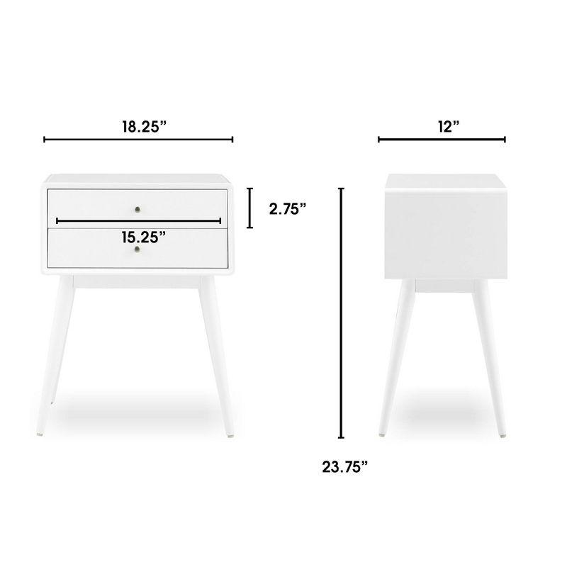 Stephanie Elle Decor Mid-Century Modern Nightstand with 2- Drawers for Storage