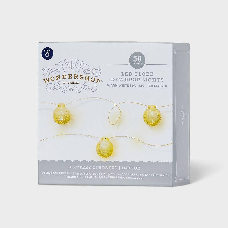 30ct LED Faux Mercury Glass Christmas Indoor Globe String Lights Warm White Gold Wire - Wondershop™