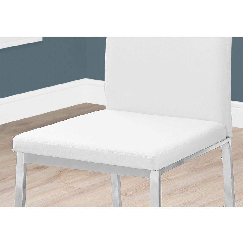 Monarch Specialties Dining Chair Set Of 2 Side Upholstered Kitchen Dining Room Pu Leather Look Metal White Chrome Contemporary Modern