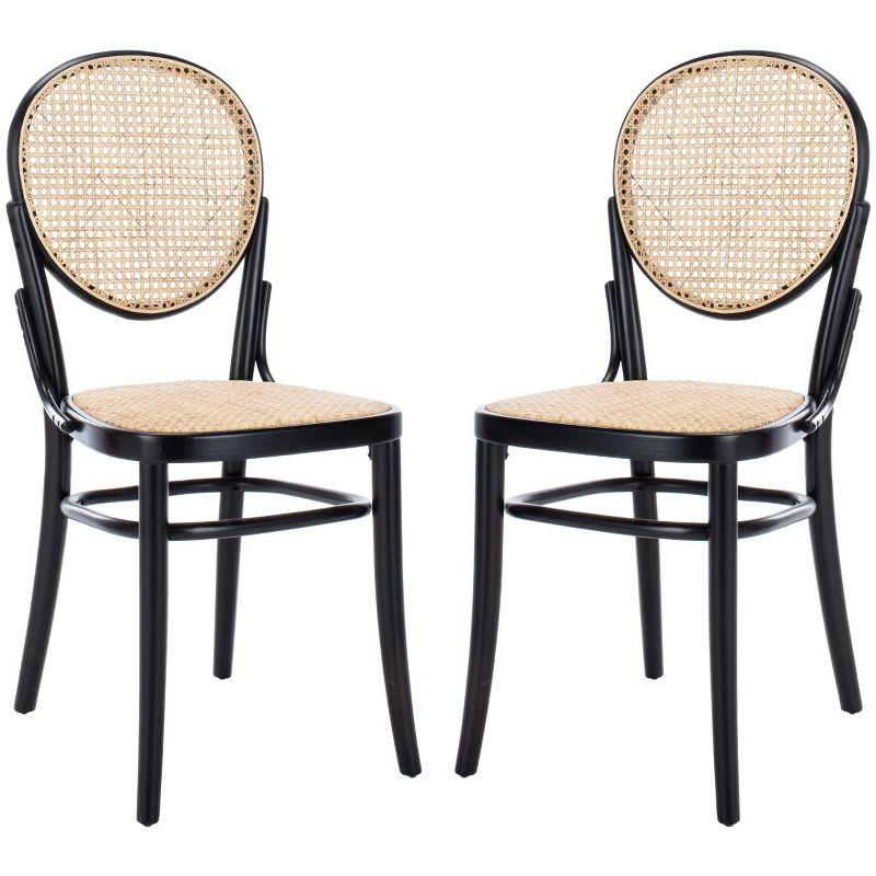Sonia Cane Dining Chair (Set of 2) - DCH9504 - Black/Natural - Safavieh