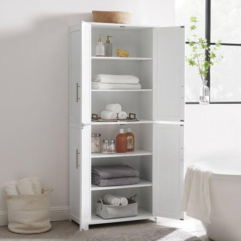Savannah Tall Pantry White - Crosley: Shaker-Style Doors, 6 Adjustable Shelves, MDF Wood
