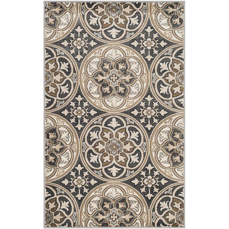 Lyndhurst LNH341 Power Loomed Area Rug - Light Grey/Beige - 4'x6' - Safavieh